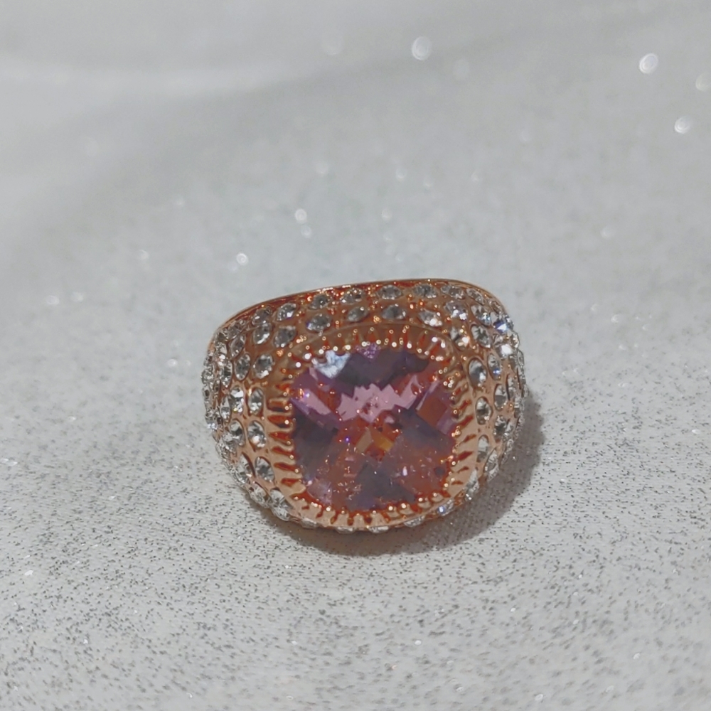 Rose color band . pink and white stone